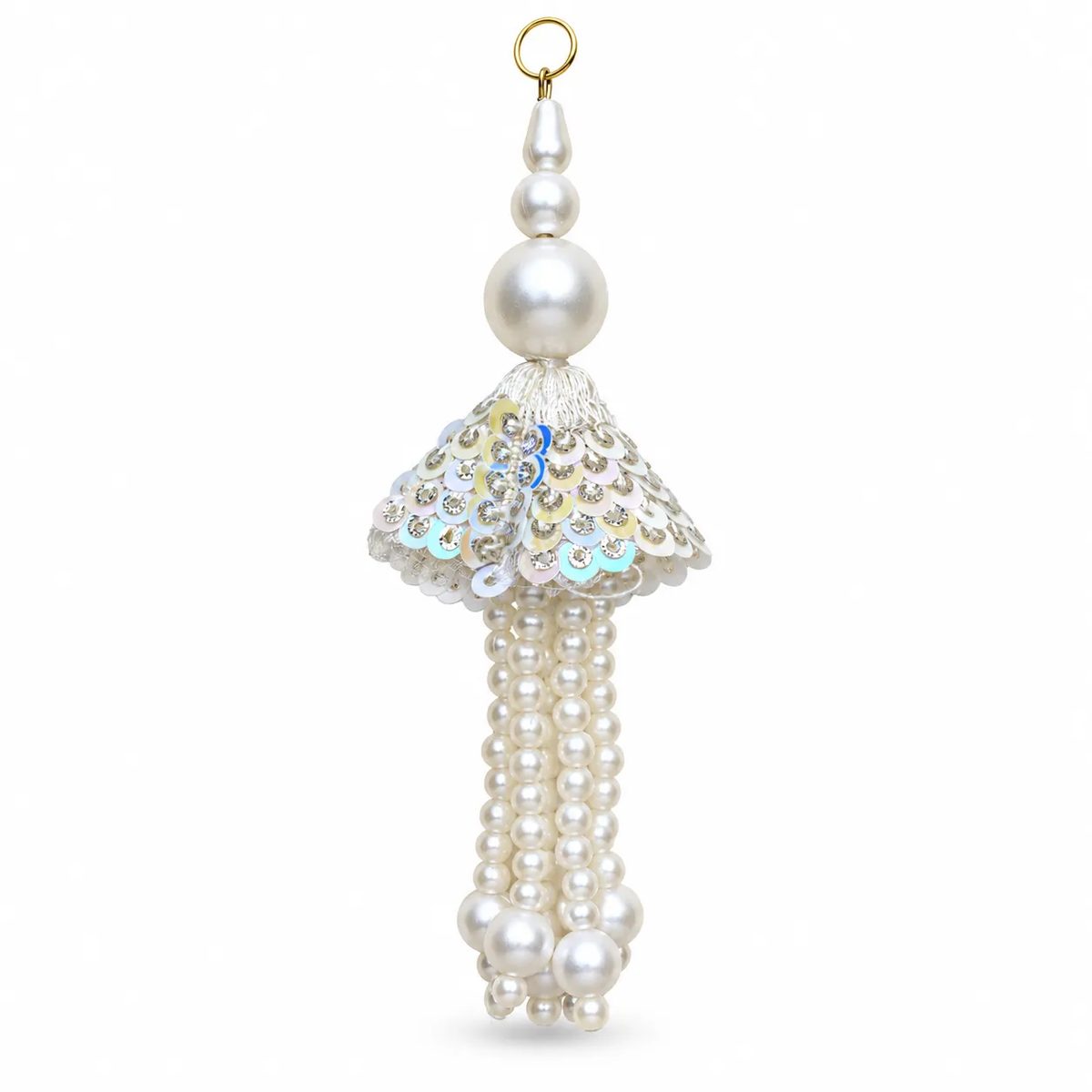 Pearl White Sequin Cascade Fancy Tassel Latkan