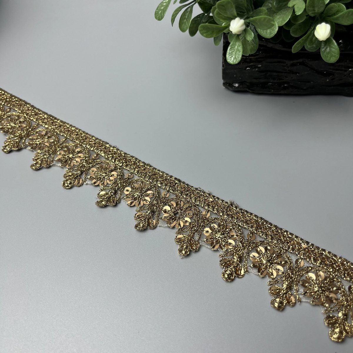 Hanging Daisy Sitara Tilla Work Fancy Lace Deep Antique Gold