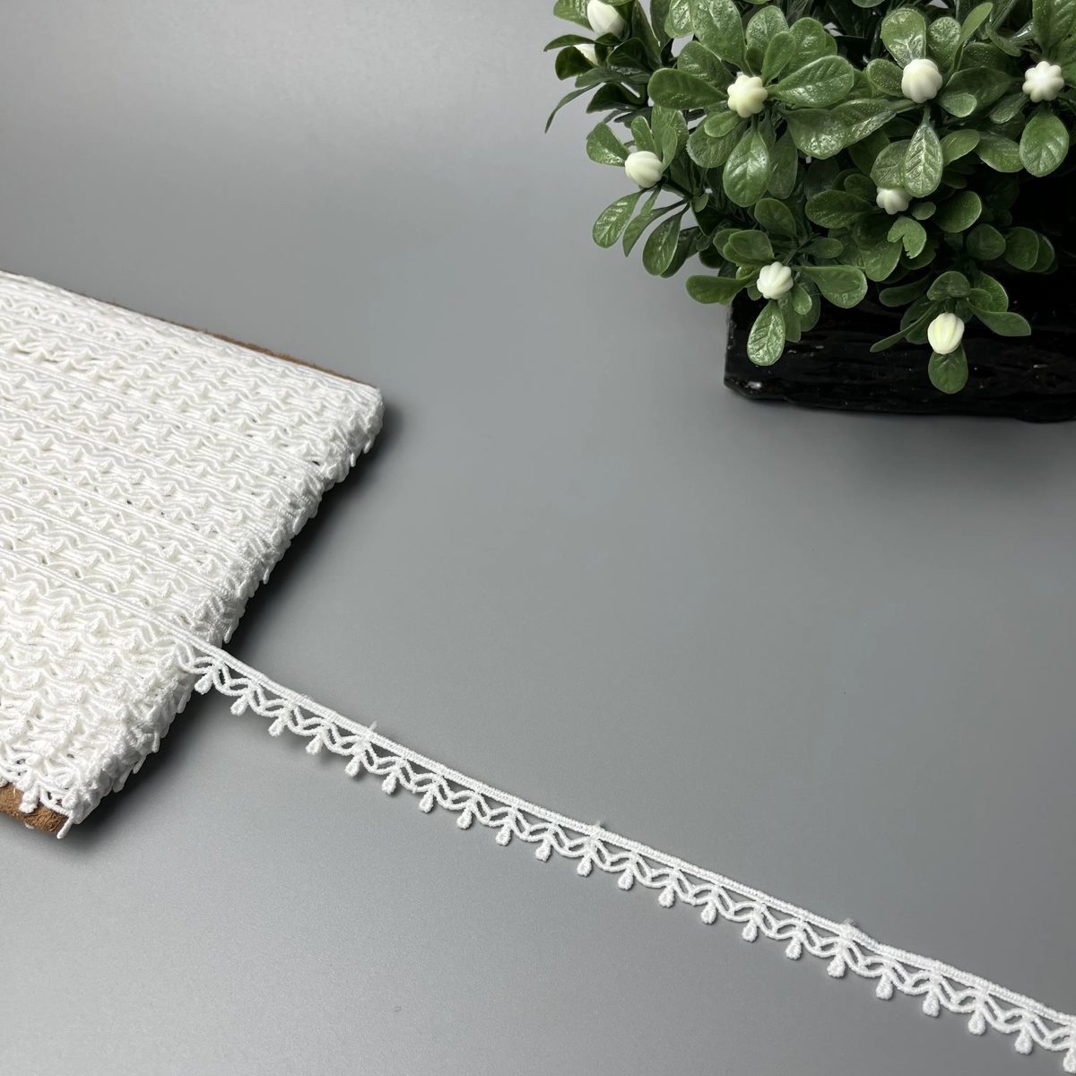 White Chevron Drop Edge Milky Lace
