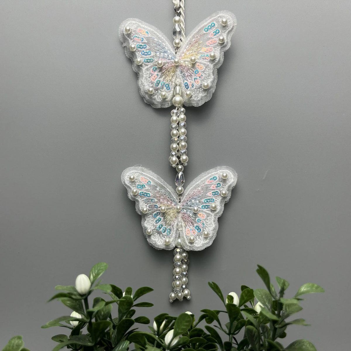 Handmade Butterfly Pearl Back Dori Tassel Pearl White Pastel Multicolour