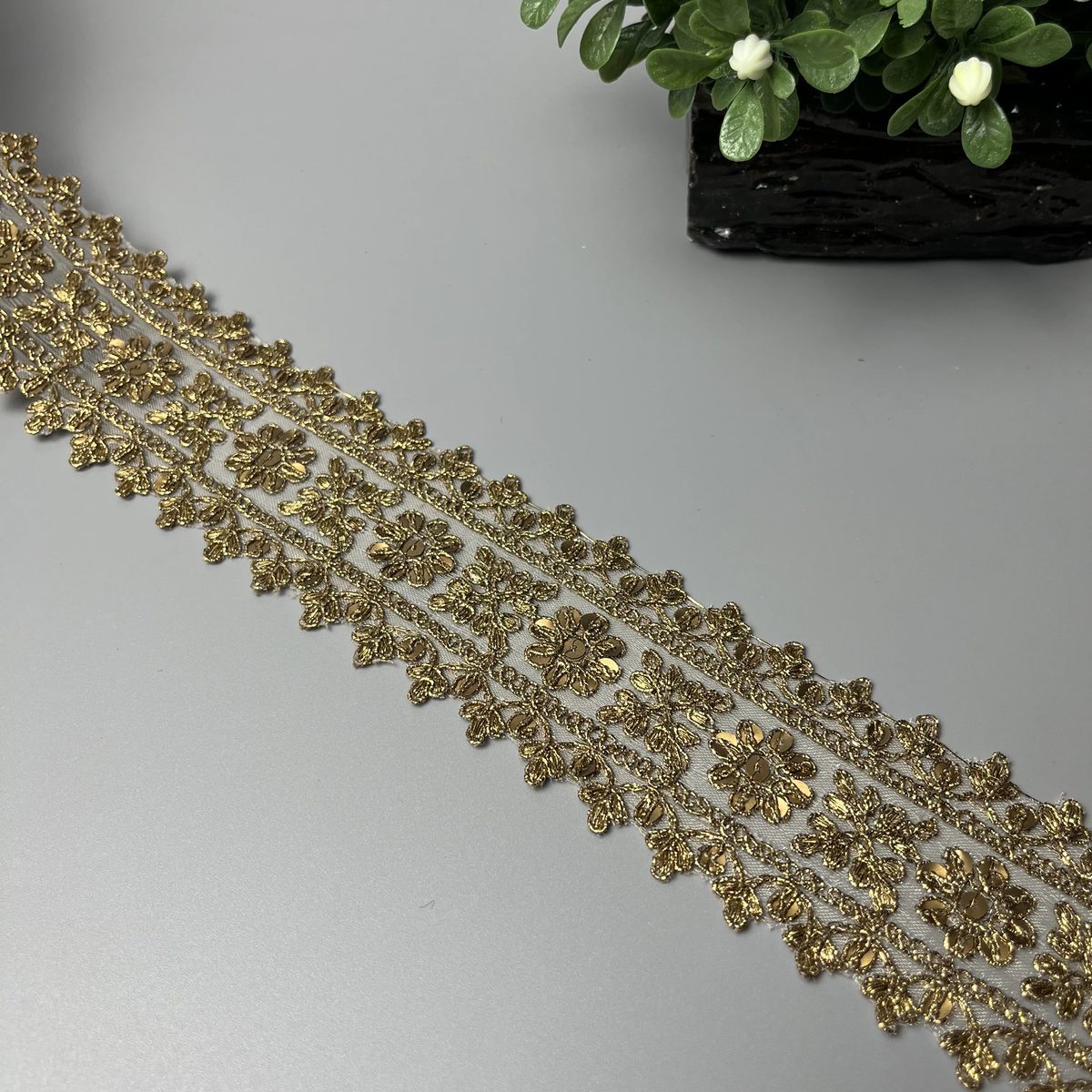 Daisy Vine Sitara Tilla Work Fancy Lace Antique Gold