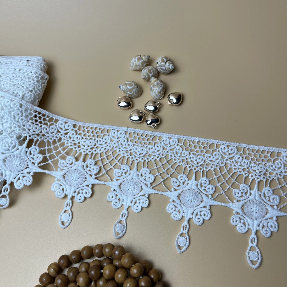White Floral Latkan Jhalar Milky Lace White