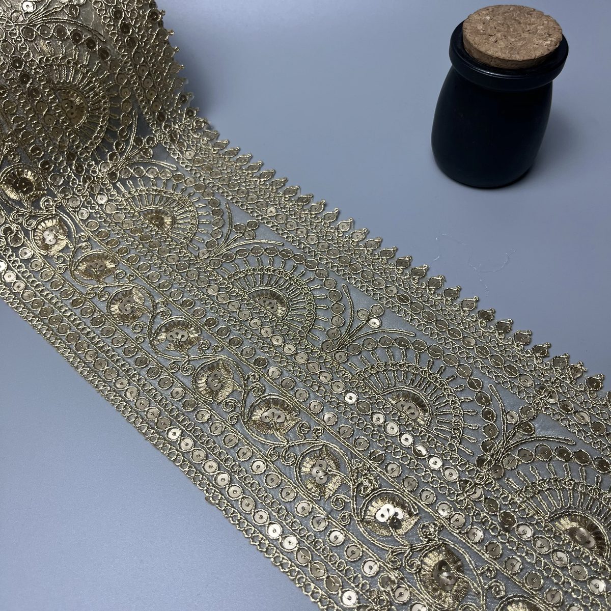 Paisley Sitara Tilla Work Fancy Lace Antique Gold