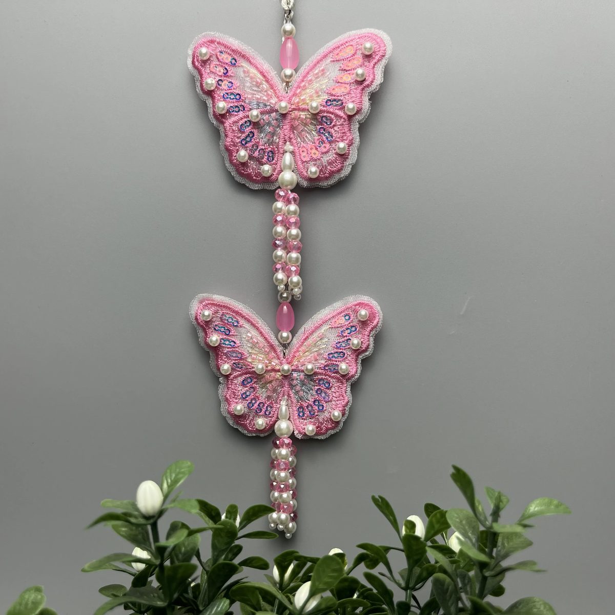 Handmade Butterfly Pearl Back Dori Tassel Pearl White Pastel Multicolour